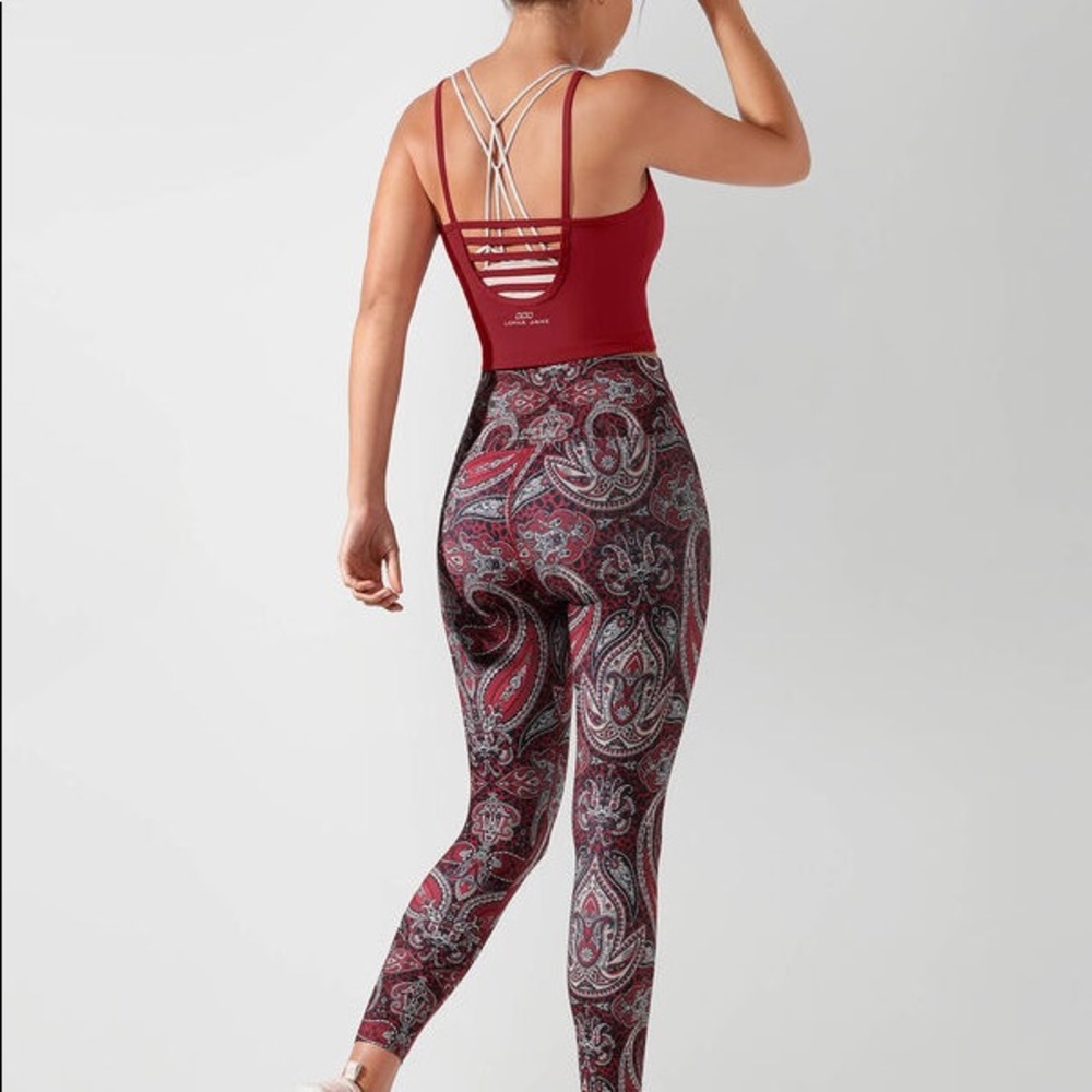 Cherry Cropped Excel Tank  Lorna Jane red rust maroon crop top